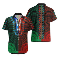 African Dashiki Hawaiian Shirt With Polynesian Pattern - Half Green and Red LT9 - Polynesian Pride