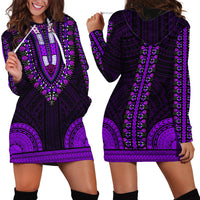 African Dashiki Hoodie Dress With Polynesian Pattern - Purple LT9 - Polynesian Pride