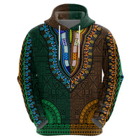 African Dashiki Hoodie With Tapa Pattern Half Green and Gold LT9 - Polynesian Pride