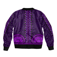 African Dashiki Bomber Jacket With Tapa Pattern - Purple LT9 - Polynesian Pride