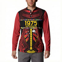 Independen Stet bilong Papua Niugini 1975 Button Sweatshirt Red Tribal Papua New Guinea Province Flag LT9 - Polynesian Pride