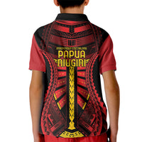 Independen Stet bilong Papua Niugini 1975 Kid Polo Shirt Red Tribal Papua New Guinea Province Flag LT9 - Polynesian Pride