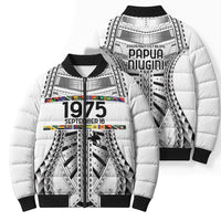 Independen Stet bilong Papua Niugini 1975 Bomber Puffer Jacket White Tribal Papua New Guinea Province Flag LT9 - Polynesian Pride