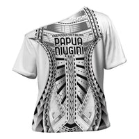 Independen Stet bilong Papua Niugini 1975 Cross Shoulder Shirt White Tribal Papua New Guinea Province Flag LT9 - Polynesian Pride