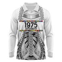 Independen Stet bilong Papua Niugini 1975 Long Sleeve Polo Shirt White Tribal Papua New Guinea Province Flag LT9 White - Polynesian Pride