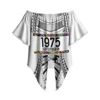 Independen Stet bilong Papua Niugini 1975 Off Shoulder Wrap Waist Top White Tribal Papua New Guinea Province Flag LT9 - Polynesian Pride