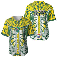 Cook Islands 1965 National Pride Baseball Jersey Green Yellow Tribal Pattern LT9 - Polynesian Pride