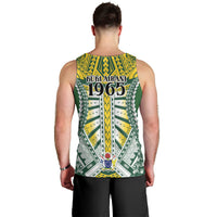 Cook Islands 1965 National Pride Men Tank Top Green Yellow Tribal Pattern LT9 - Polynesian Pride