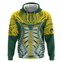 Cook Islands 1965 National Pride Zip Hoodie Green Yellow Tribal Pattern LT9 Pullover Hoodie Green - Polynesian Pride