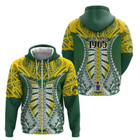 Cook Islands 1965 National Pride Zip Hoodie Green Yellow Tribal Pattern LT9 - Polynesian Pride