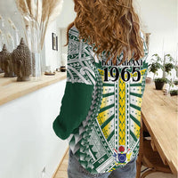 Cook Islands 1965 National Pride Women Casual Shirt White Tribal Pattern LT9 - Polynesian Pride