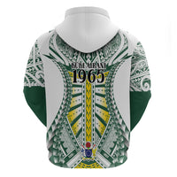Cook Islands 1965 National Pride Zip Hoodie White Tribal Pattern LT9 - Polynesian Pride