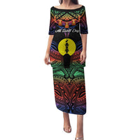 Personalised New Caledonia All Saints Day Family Matching Puletasi and Hawaiian Shirt Candle Light with Polynesian Style LT9 Mom's Dress Black - Polynesian Pride