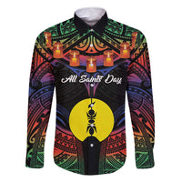 Personalised New Caledonia All Saints Day Family Matching Summer Maxi Dress and Hawaiian Shirt Candle Light with Polynesian Style