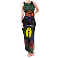 Personalised New Caledonia All Saints Day Family Matching Tank Maxi Dress and Hawaiian Shirt Candle Light with Polynesian Style