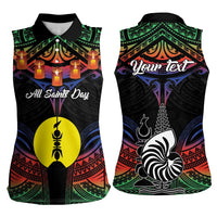 Personalised New Caledonia All Saints Day Women Sleeveless Polo Shirt Candle Light with Polynesian Style LT9 - Polynesian Pride