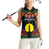 Personalised New Caledonia All Saints Day Women Sleeveless Polo Shirt Candle Light with Polynesian Style LT9 - Polynesian Pride