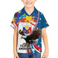 Personalized Filipino-American Family Matching Summer Maxi Dress and Hawaiian Shirt The Eight-Rayed Sun with Bald Eagle LT9 Son's Shirt Blue - Polynesian Pride