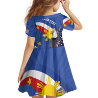 Personalized Filipino-American Family Matching Short Sleeve Bodycon Dress and Hawaiian Shirt Philippines Coat Of Arms with Bald Eagle LT9 - Polynesian Pride