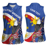 Personalized Filipino-American Women Sleeveless Polo Shirt Philippines Coat Of Arms with Bald Eagle LT9 - Polynesian Pride
