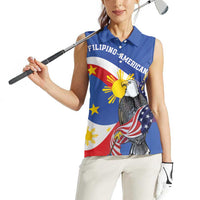 Personalized Filipino-American Women Sleeveless Polo Shirt Philippines Coat Of Arms with Bald Eagle LT9 - Polynesian Pride