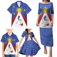 Personalized Pilipinas Eight-Rayed Sun Family Matching Puletasi and Hawaiian Shirt Philippines Map With Polynesian Style