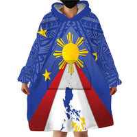 Personalized Pilipinas Eight-Rayed Sun Wearable Blanket Hoodie Philippines Map With Polynesian Style