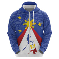 Personalized Pilipinas Eight-Rayed Sun Zip Hoodie Philippines Map With Polynesian Style