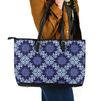 Palaka Hawaiian Quilt Seamless Pattern Leather Tote Bag LT9 - Polynesian Pride