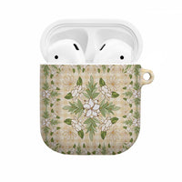 Squares Maile Leaf AirPods Case Beige Palaka Hawaiian Quilt Pattern LT9 Beige - Polynesian Pride