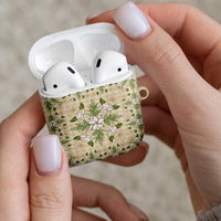 Squares Maile Leaf AirPods Case Beige Palaka Hawaiian Quilt Pattern LT9 - Polynesian Pride