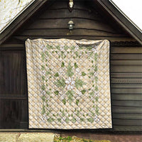 Squares Maile Leaf Quilt Beige Palaka Hawaiian Quilt Pattern - Polynesian Pride