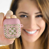 Squares Maile Leaf AirPods Case Pink Palaka Hawaiian Quilt Pattern LT9 - Polynesian Pride