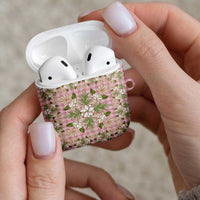 Squares Maile Leaf AirPods Case Pink Palaka Hawaiian Quilt Pattern LT9 - Polynesian Pride