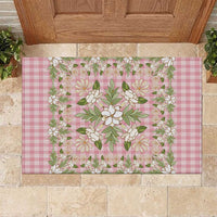 Squares Maile Leaf Rubber Doormat Pink Palaka Hawaiian Quilt Pattern - Polynesian Pride