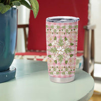 Squares Maile Leaf Tumbler Cup Pink Palaka Hawaiian Quilt Pattern - Polynesian Pride