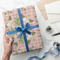 Squares Maile Leaf Wrapping Paper Pink Palaka Hawaiian Quilt Pattern - Polynesian Pride