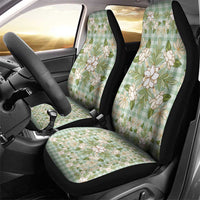 Squares Maile Leaf Car Seat Cover Turquoise Palaka Hawaiian Quilt Pattern - Polynesian Pride