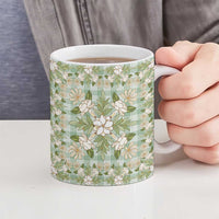 Squares Maile Leaf Ceramic Mug Turquoise Palaka Hawaiian Quilt Pattern LT9 - Polynesian Pride