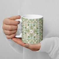 Squares Maile Leaf Ceramic Mug Turquoise Palaka Hawaiian Quilt Pattern LT9 - Polynesian Pride