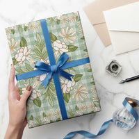 Squares Maile Leaf Wrapping Paper Turquoise Palaka Hawaiian Quilt Pattern - Polynesian Pride