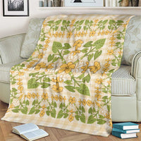 Squares Puakenikeni and Kalo Blanket Beige Palaka Hawaiian Quilt Pattern - Polynesian Pride