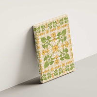 Squares Puakenikeni and Kalo Canvas Wall Art Beige Palaka Hawaiian Quilt Pattern - Polynesian Pride