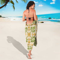 Squares Puakenikeni and Kalo Sarong Beige Palaka Hawaiian Quilt Pattern - Polynesian Pride