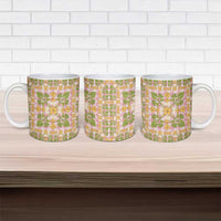 Squares Puakenikeni and Kalo Ceramic Mug Pink Palaka Hawaiian Quilt Pattern LT9 - Polynesian Pride