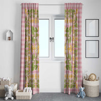 Squares Puakenikeni and Kalo Window Curtain Pink Palaka Hawaiian Quilt Pattern - Polynesian Pride