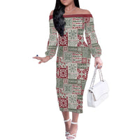 Mele Kalikimaka Hawaii Christmas Family Matching Off The Shoulder Long Sleeve Dress and Hawaiian Shirt Aloha Spirit with Hawaiian Quilt Pattern - Polynesian Pride