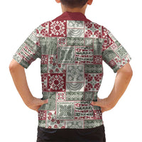 Mele Kalikimaka Hawaii Christmas Kid Hawaiian Shirt Aloha Spirit with Hawaiian Quilt Pattern - Polynesian Pride