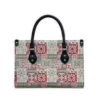 Mele Kalikimaka Hawaii Christmas Leather Bag Aloha Spirit with Hawaiian Quilt Pattern - Polynesian Pride