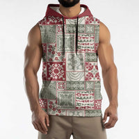Mele Kalikimaka Hawaii Christmas Sleeveless Hoodie Aloha Spirit with Hawaiian Quilt Pattern - Polynesian Pride